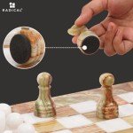15" Green Onyx & White Marble Chess Set
