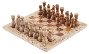 Red and Coral Marble Chess Set - 12 Inches