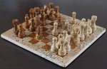 Red and Coral Marble Chess Set - 12 Inches