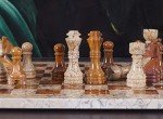 Red and Coral Marble Chess Set - 12 Inches