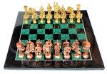 Elegant Black Marble & Malachite Chess Set