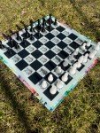 Elegant Glass Lion Chess Set with Epoxy Pieces