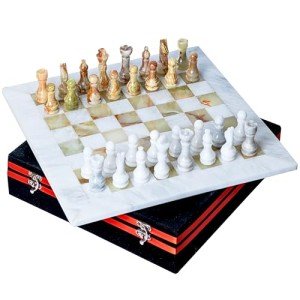 Elegant Green Onyx Marble Chess Set with Box