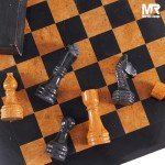 Elegant Black and Gold Marble Chess Set