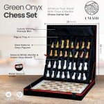 Elegant Green Onyx Marble Chess Set with Box