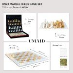 Elegant Green Onyx Marble Chess Set with Box