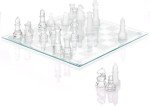 Modern Clear Glass Chess Set with Frosted Pieces