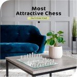 Modern Clear Glass Chess Set with Frosted Pieces