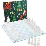 Modern Clear Glass Chess Set with Frosted Pieces