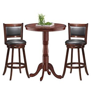 Modern Wooden Pub Table Set with Swivel Stools