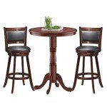 Modern Wooden Pub Table Set with Swivel Stools