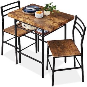 Modern 3-Piece Dining Set with Storage Rack