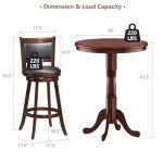Modern Wooden Pub Table Set with Swivel Stools
