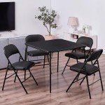 VECELO Folding Card Table and Chair Set – Black
