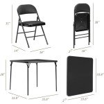 VECELO Folding Card Table and Chair Set – Black