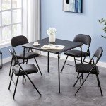 VECELO Folding Card Table and Chair Set – Black