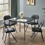 VECELO Folding Card Table and Chair Set – Black