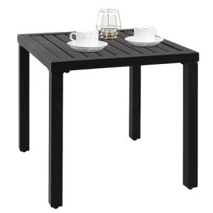 Small Black Metal Bistro Table for Indoor/Outdoor Use
