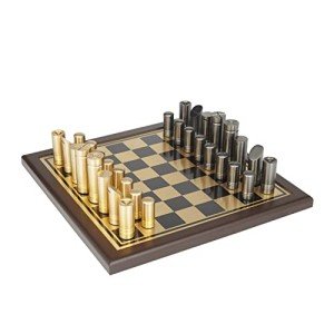 Deco 79 Gold Aluminum Chess Game Set