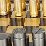 Deco 79 Gold Aluminum Chess Game Set