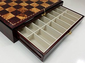 17" High Gloss Chess Set with Storage Drawers