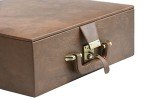 Brown Leatherette Chess Set Storage Box with Trays
