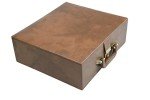 Brown Leatherette Chess Set Storage Box with Trays