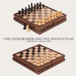 15" Walnut Chess Set with Storage Drawer