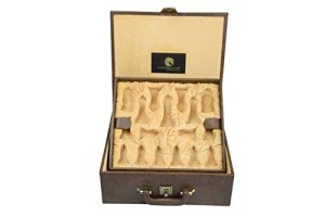 Leatherette Chess Set Storage Box with Tray Slots