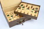 Leatherette Chess Set Storage Box with Tray Slots