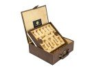 Leatherette Chess Set Storage Box with Tray Slots