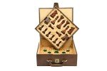 Leatherette Chess Set Storage Box with Tray Slots