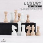15" Handmade Travertine Marble Chess Set with Storage