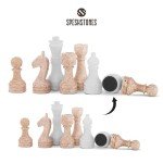 15" Handmade Travertine Marble Chess Set with Storage