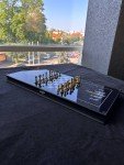 Luxury Glass Backgammon & Chess Set with Metal Pieces