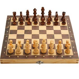 Magnetic Wooden Folding Chess Set with Extra Queens