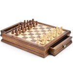 Magnetic Wooden Chess Set with Storage Drawers