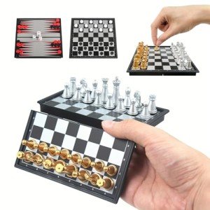 Mini Magnetic Chess Set with Folding Case – 3 in 1
