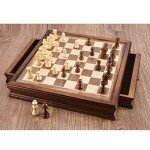 Magnetic Wooden Chess Set with Storage Drawers