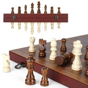 Magnetic Chess Set: 15.4" Leather Board & Pieces