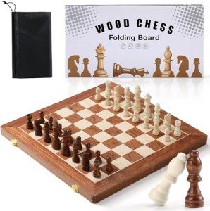 Portable 15-Inch Magnetic Wooden Chess Set