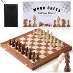 Portable 15-Inch Magnetic Wooden Chess Set