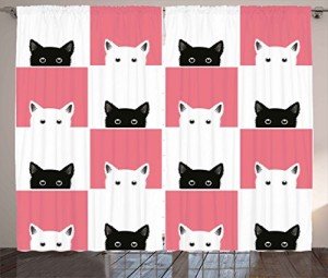 Kittens Chess Board Curtains - 2 Panel Set