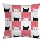 Cats Chess Board Pillow Cover – 18" Square