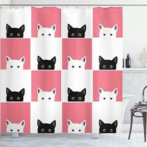 Kitten Chess Board Shower Curtain Decor