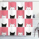 Kitten Chess Board Shower Curtain Decor