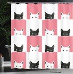 Kitten Chess Board Shower Curtain Decor