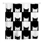 Cute Kittens Chess Board Shower Curtain Set