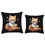 Cat Chessboard Throw Pillow for Players