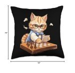 Cat Chessboard Throw Pillow for Players